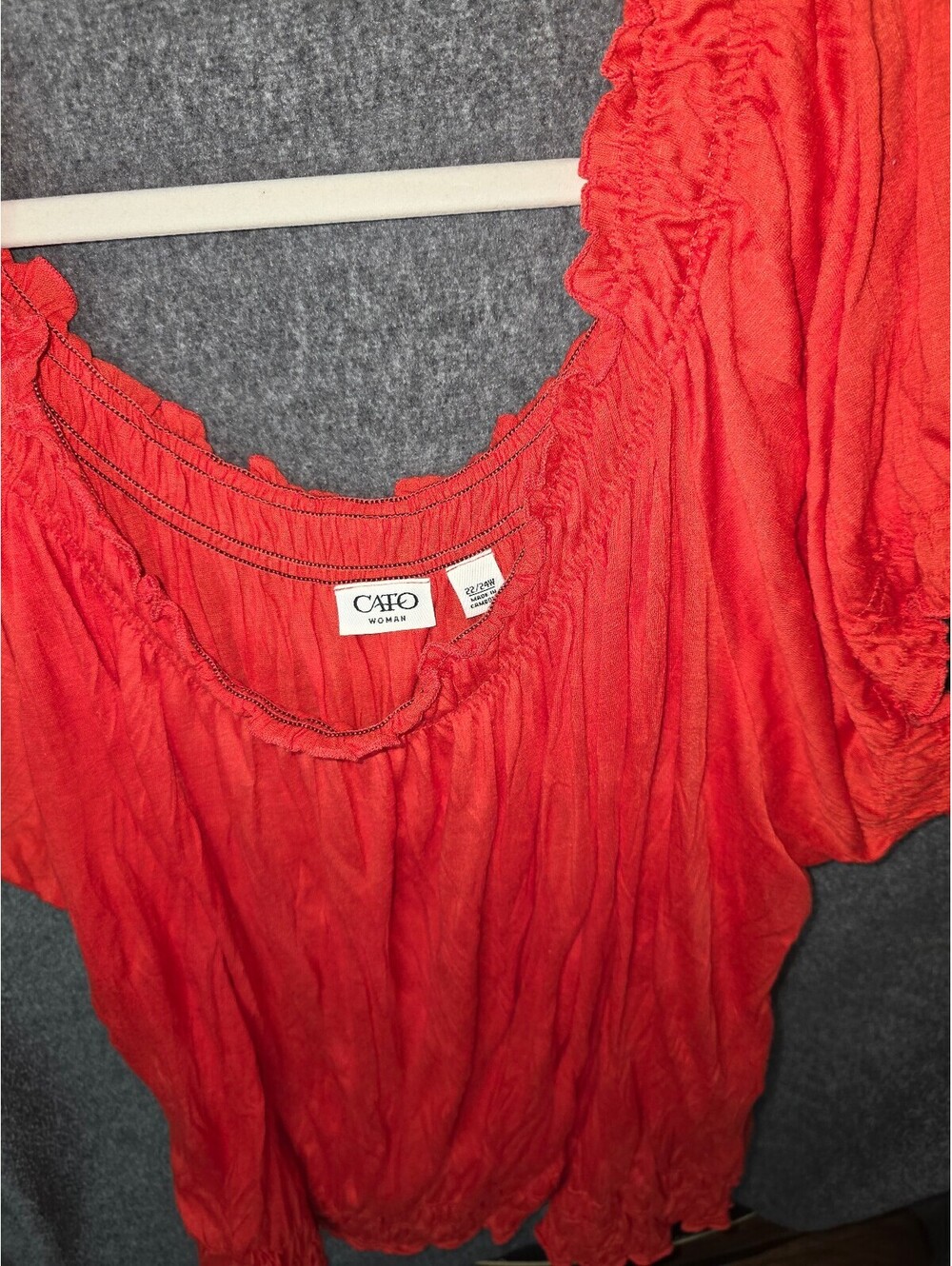 Cato Red Short Sleeve Ruffled Blouse Size 22/24